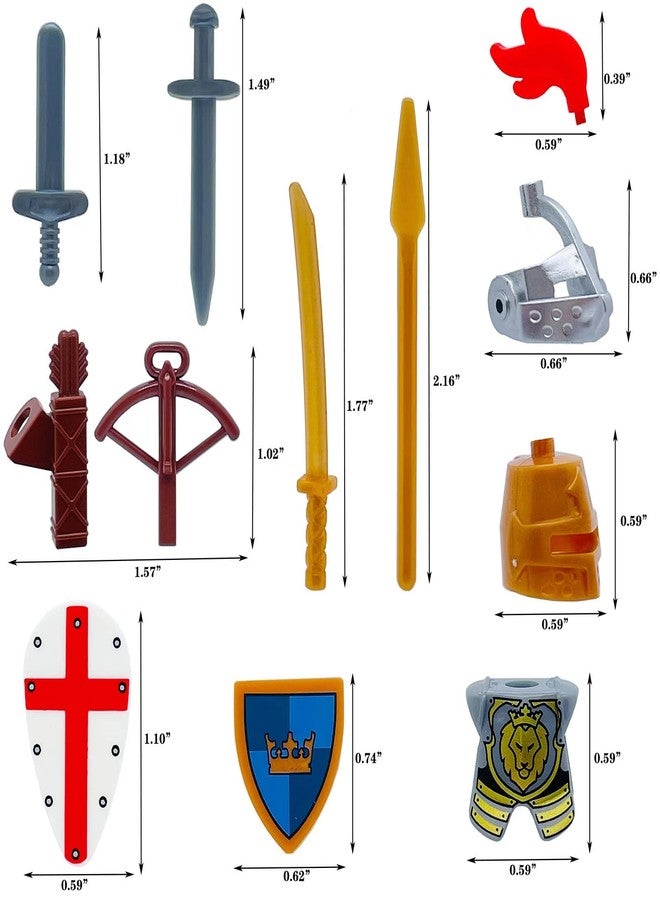 Miutrue Medieval Knight Weapons Pack Accessories Set Building Block Toy Armor Helmet Shield Bow Arrow Designed for Mini Figures Gift for Kids Boys Grils Building Kits Toys - Image 5